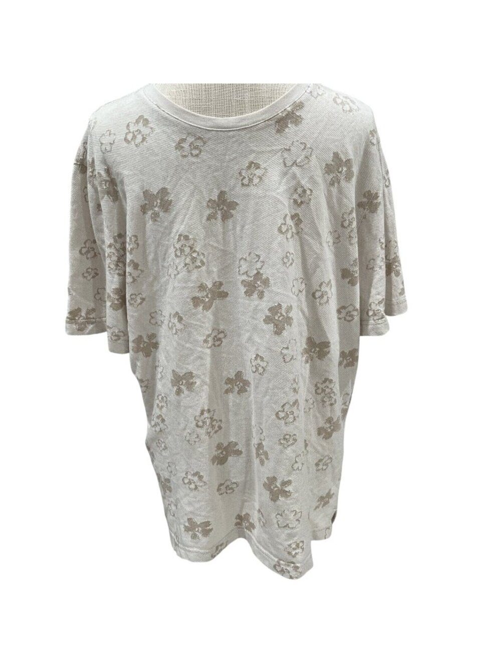 Ted Baker London Womens Floral Beige T-Shirt Size 6 Soft Cotton Blend Casual Fit